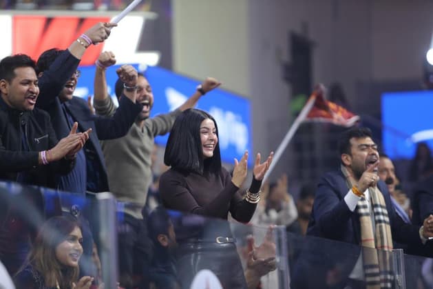 Spectators celebrating in the stands