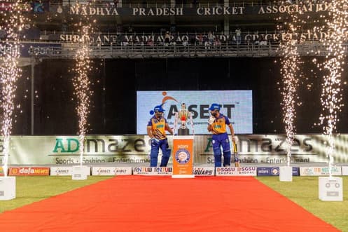 Opening ceremony pyrotechnics at the Madhya Pradesh Cricket Association ground