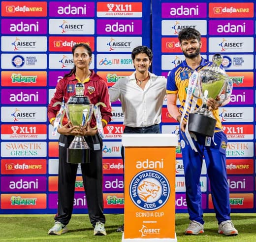 Trophy presentation at the Madhya Pradesh League Scindia Cup